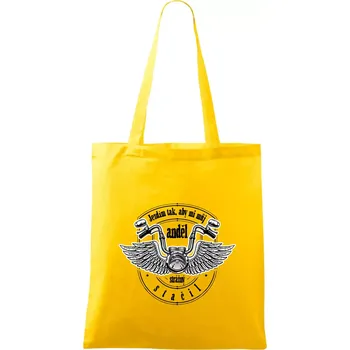 Jezdím tak rychle, aby mi můj anděl strážný stačil - Taška bavlněná - 42 x 38 cm ( Žlutá )