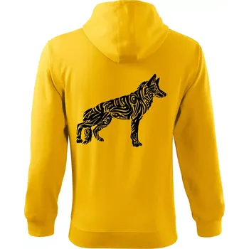 Pánská mikina Německý ovčák - tattoo - Mikina s kapucí na zip trendy zipper - XL ( Žlutá )