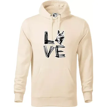 Pánská mikina Německý ovčák love - Mikina pánská Cape s kapucí - 5XL ( Mandlová )