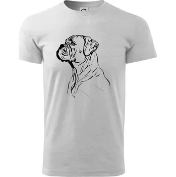 Pánské tričko Boxer černá kresba - Triko extra velké (5-8XL) - 7XL ( Světlešedý Melír )