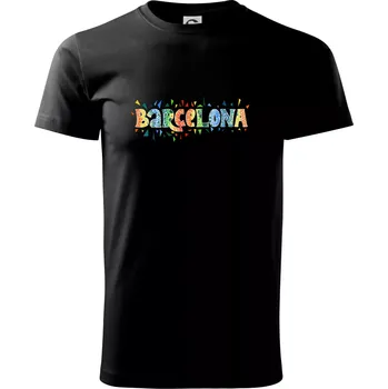 Pánské tričko Barcelona Barevný nápis - Triko extra velké (5-8XL) - 6XL ( Černá )