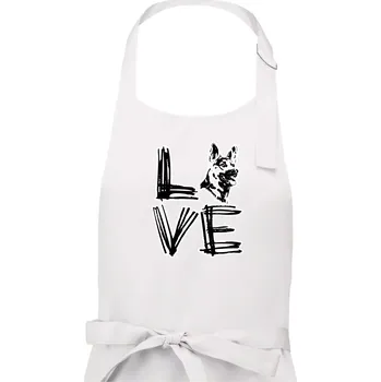 Kuchyňská zástěra Německý ovčák love - Dámská zástěra na vaření - Univerzální velikost ( Bílá )