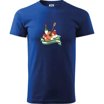 Andalucia kytara a stuha - Triko extra velké (5-8XL) - 7XL ( Královská modrá )
