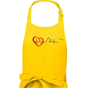 Kuchyňská zástěra Německý ovčák ekg - Pánská zástěra na vaření - Univerzální velikost ( Žlutá )