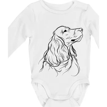 Kojenecký body Anglický kokršpaněl černá kresba - Body kojenecké s dlouhým rukávem - Dlouhý r. do 3 měs ( Bílá )