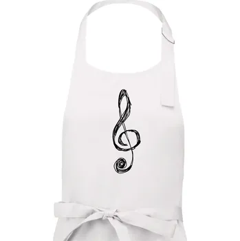 Kuchyňská zástěra Houslový klíč kreslený - Dámská zástěra na vaření - Univerzální velikost ( Bílá )