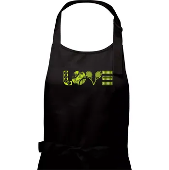 Kuchyňská zástěra Tenis love nápis - Dámská zástěra na vaření - Univerzální velikost ( Černá )