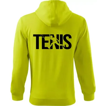 Pánská mikina Tenis nápis silueta - Mikina s kapucí na zip trendy zipper - XL ( Limetková )