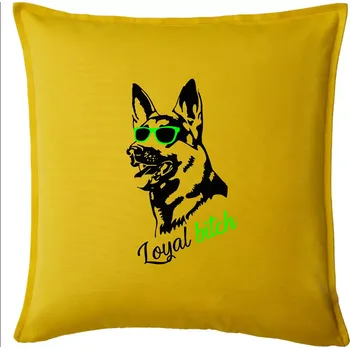 Polštář Německý ovčák - loyal bitch - Polštář 50x50 - 50x50 - Pouze potah ( Žlutá )