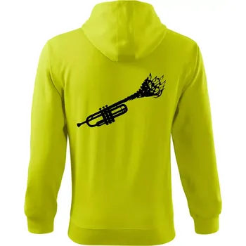 Pánská mikina Trubka noty - Mikina s kapucí na zip trendy zipper - 2XL ( Limetková )