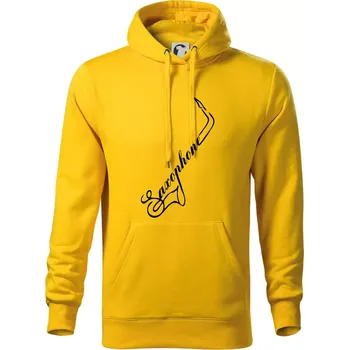 Pánská mikina Saxophone nápis - Mikina pánská Cape s kapucí - 5XL ( Žlutá )