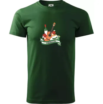 Pánské tričko Andalucia kytara a stuha - Triko extra velké (5-8XL) - 6XL ( Lahvově zelená )