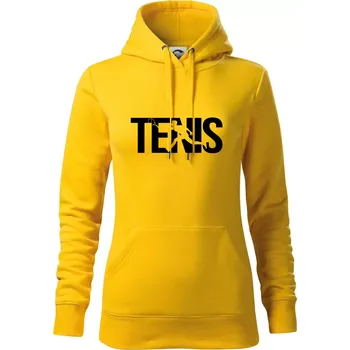 Dámská mikina Tenis nápis silueta - Mikina dámská Cape s kapucí - 2XL ( Žlutá )