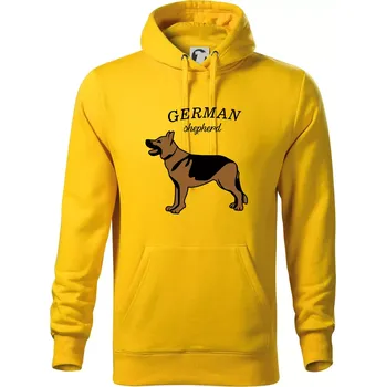 Pánská mikina Německý ovčák - hnědý s nápisem - Mikina pánská Cape s kapucí - L ( Žlutá )
