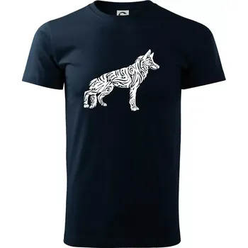 Pánské tričko Německý ovčák - tattoo - Triko extra velké (5-8XL) - 7XL ( Námořní modrá (velmi tmavá - téměř černá) )