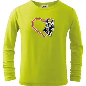 Chlapecké oblečení Německý ovčák v srdci - Triko dětské Long Sleeve - 158 cm/12 let ( Limetková )
