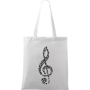 Nákupní taška Houslový klíč z not - Taška bavlněná - 42 x 38 cm ( Bílá )