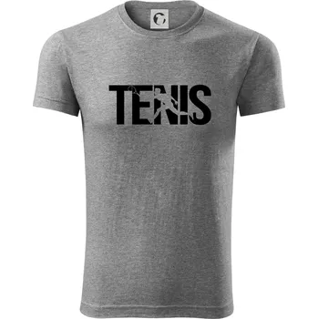 Pánské tričko Tenis nápis silueta - Viper FIT - Pánské zůžené tričko - L ( Tmavě šedý melír )