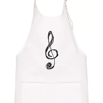 Kuchyňská zástěra Houslový klíč kreslený - Dětská zástěra na vaření - Univerzální velikost ( Bílá )