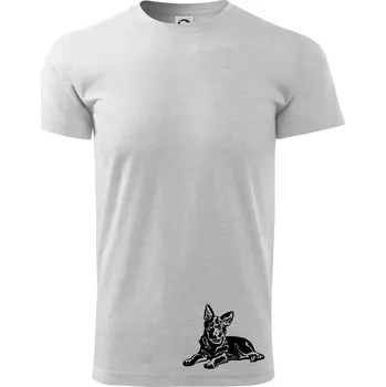 Pánské tričko Německý ovčák - štěně - Triko extra velké (5-8XL) - 7XL ( Světlešedý Melír )