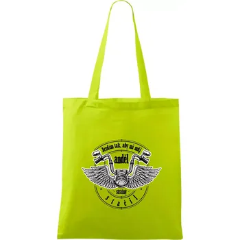 Jezdím tak rychle, aby mi můj anděl strážný stačil - Taška bavlněná - 42 x 38 cm ( Limetková )