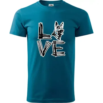 Německý ovčák love - Klasické pánské triko vyšší gramáže - S ( Petrolejová )