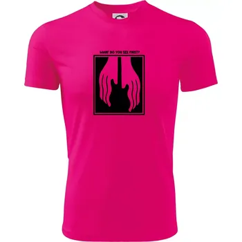 Chlapecké tričko What do you see first? Kytara - Ruce - Dětské triko sportovní (dresovina) - 158 cm/12 let ( Neon Pink )