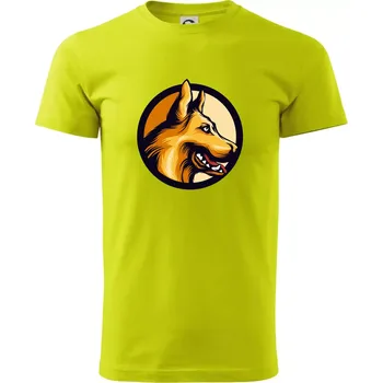 Německý ovčák - v kruhu - Klasické pánské triko vyšší gramáže - 3XL ( Limetková )