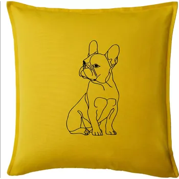 Polštář Francouzský buldoček černá kresba - Polštář 50x50 - 50x50 - Pouze potah ( Žlutá )