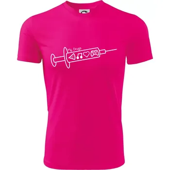 Chlapecké tričko My Drugs - jídlo hudba - Dětské triko sportovní (dresovina) - 146 cm/10 let ( Neon Pink )