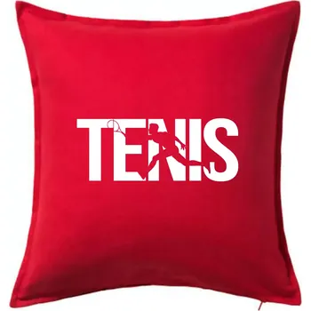 Polštář Tenis nápis silueta - Polštář 50x50 - 50x50 - Pouze potah ( Červená )