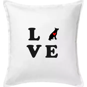 Polštář Love - Německý ovčák - Polštář 50x50 - 50x50 - Včetně výplně ( Bílá )