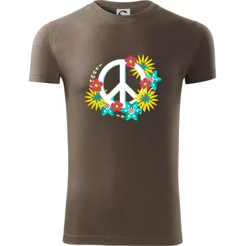 Pánské oblečení Peace symbol abstraktní - Viper FIT - Pánské zůžené tričko - XL ( Army )