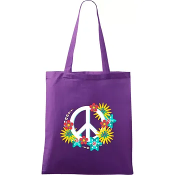 Nákupní taška Peace symbol abstraktní - Taška bavlněná - 42 x 38 cm ( Fialová )