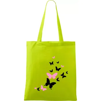 Motýli růžovo černí - Taška bavlněná - 42 x 38 cm ( Limetková )