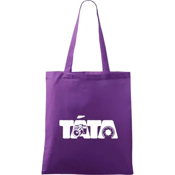 Táta nápis - fotograf - Taška bavlněná - 42 x 38 cm ( Fialová )