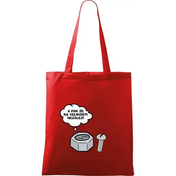 Nákupní taška A pak že na velikosti nezáleží - Taška bavlněná - 42 x 38 cm ( Červená )