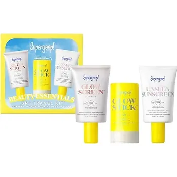 Přípravek na opalování 776516-BEAUTY ESSENTIALS SPF TRAVEL KIT - Beauty Essentials SPF Travel Kit – Sada opalovacích přípravků - SUPERGOOP!