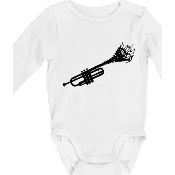 Trubka noty - Body kojenecké s dlouhým rukávem - Dlouhý r. 3-6 měs ( Bílá )