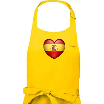 Kuchyňská zástěra Srdce Španělsko - Dámská zástěra na vaření - Univerzální velikost ( Žlutá )