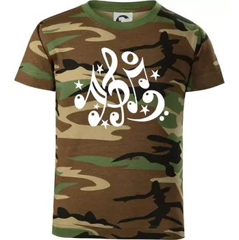 Chlapecké tričko Noty a hvězdy - Dětské maskáčové triko - 122 cm/6 let ( Hnědý maskáč )