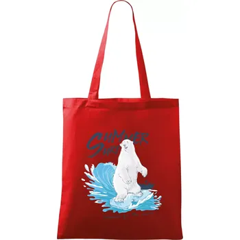 Medvěd surfař - Taška bavlněná - 42 x 38 cm ( Červená )