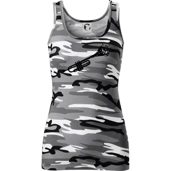 Dámské tričko Trubka noty - Dámské Maskáčové tílko - 2XL ( Šedý maskáč )