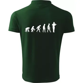Pánská košile Evoluce houslista - Polokošile pánská Pique Polo 203 - 4XL ( Lahvově zelená )