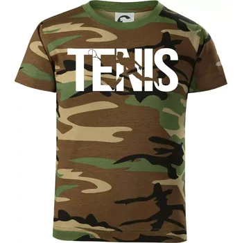 Chlapecké tričko Tenis nápis silueta - Dětské maskáčové triko - 122 cm/6 let ( Hnědý maskáč )