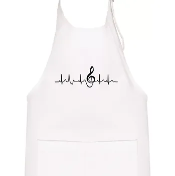 Kuchyňská zástěra Moje srdce bije pro hudbu - Dětská zástěra na vaření - Univerzální velikost ( Bílá )