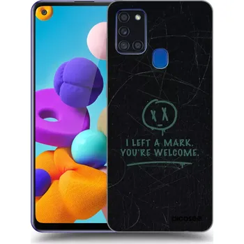 Pouzdro na mobilní telefon Picasee silikonový černý obal pro Samsung Galaxy A21s - LEFT A MARK
