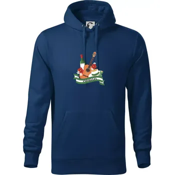 Pánská mikina Andalucia kytara a stuha - Mikina pánská Cape s kapucí - L ( Půlnoční modrá )