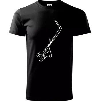 Saxophone nápis - Triko extra velké (5-8XL) - 7XL ( Černá )