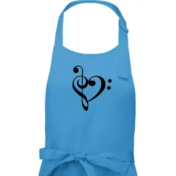 Kuchyňská zástěra Houslový klíč srdce - Pánská zástěra na vaření - Univerzální velikost ( Světlý tyrkys )